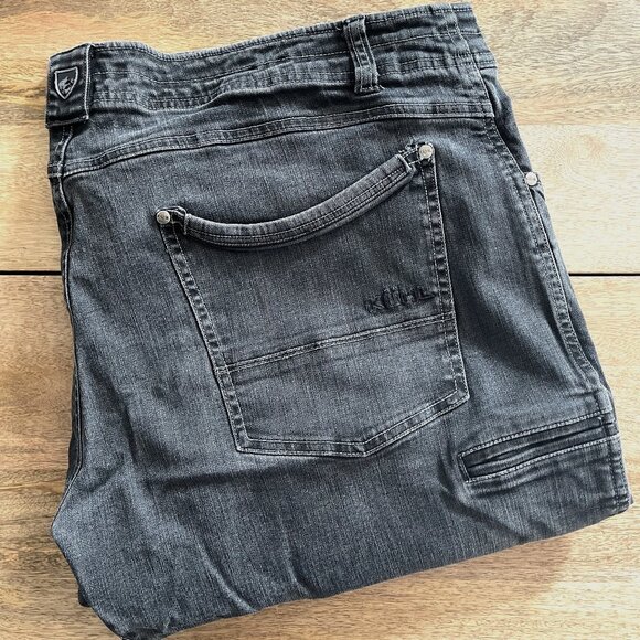 KUHL - Mens Heavy Twill Cargo Pants - Rydr Jean Style - Faded Charcoal - W42 L30 - Picture 6 of 11